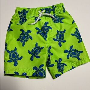 $8 Little me swim trunks board shorts turtles neon 18m